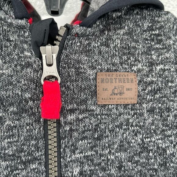 Carter’s Baby Boy Hooded Fleece Lined Marled Zip Front Coverall Jumpsuit Size 6M - Picture 4 of 16